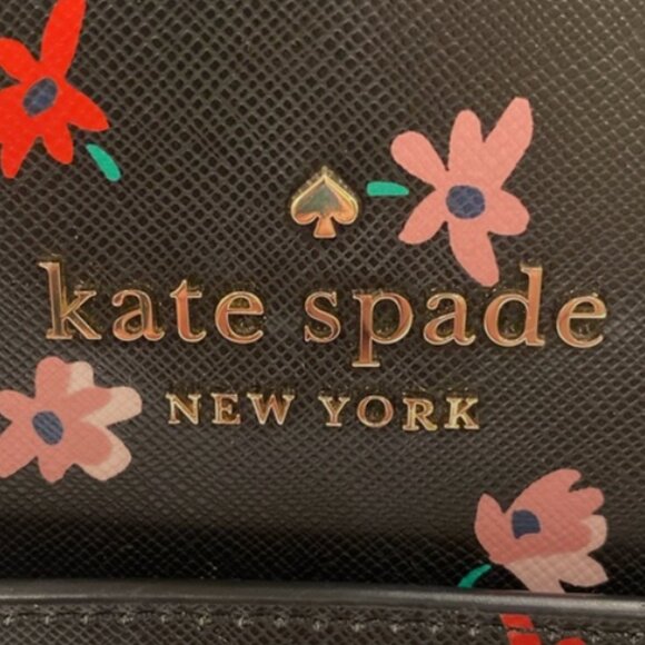 Kate Spade New York Staci Ditsy Buds Saffiano Leather Laptop Tote Floral / Black - Picture 4 of 13